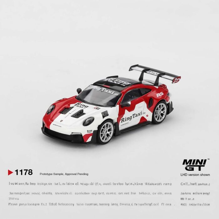 Mini Gt - 2025 Porsche 911 (992) GT3 RS Weissach Ring Taxi 1178, lhd
