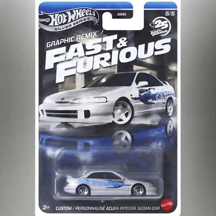 Hot Wheels - Custom Acura Integra Sedan GSR, silver f&f graphic remix