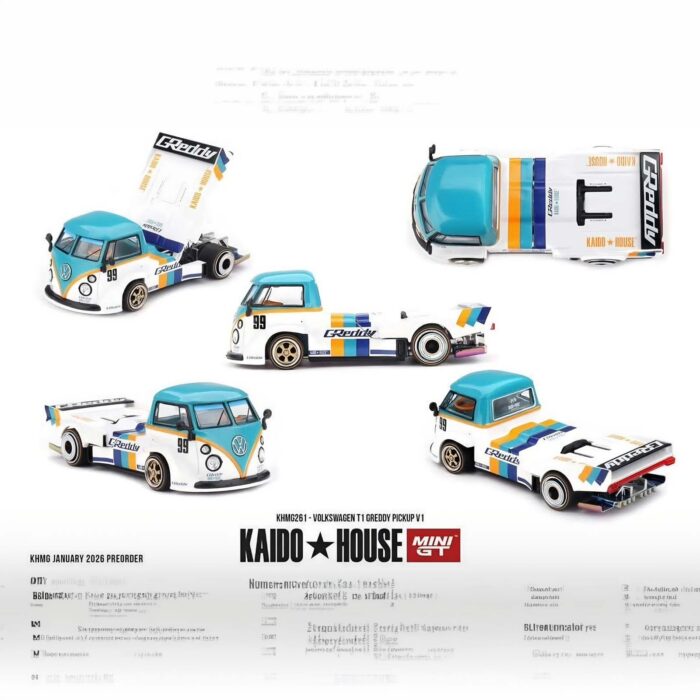 Mini Gt - 1972 Volkswagen T1 Pickup Greddy Pickup V1
