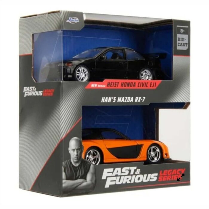Jada - 1/32 F&F Heist Honda Civic EJ1/ Han's Mazda RX-7, twin pack, wave 1/1