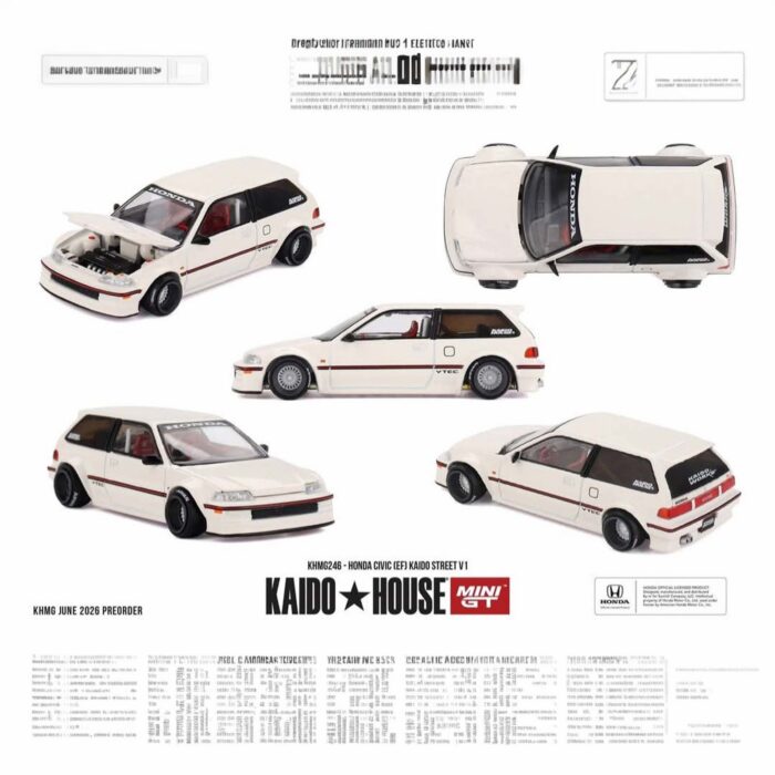 Mini Gt - 1987 Honda Civic (EF) kaido Street V1, white