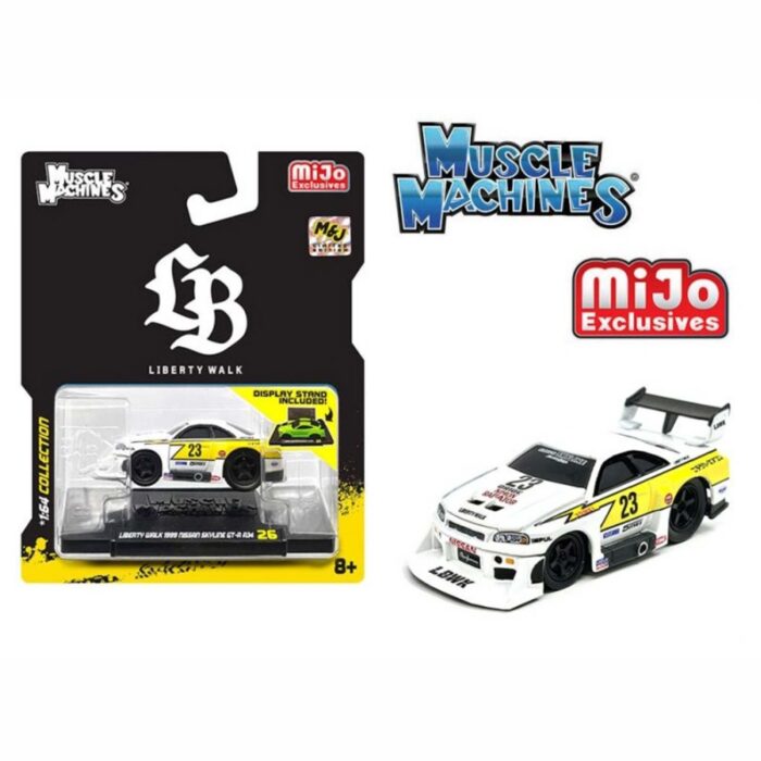 Maisto - 1999 Nissan Skyline GT-R R34 Liberty Walk *Muscle Machines*, white/yellow