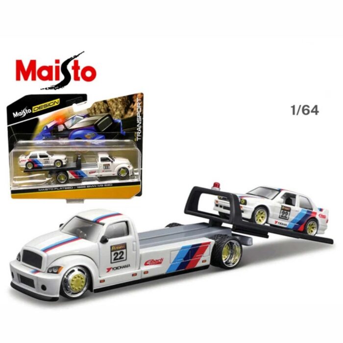 Maisto - 1988 Maisto Flatbed - BMW M3 E30 #22, white/blue/red